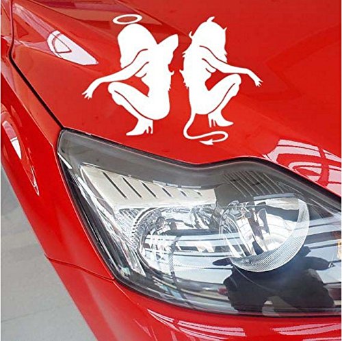 ZERTRAN Coche Estilo Pegatina Decoración del coche Etiqueta engomada del coche DIY para Chica Diablo (BLANCA)