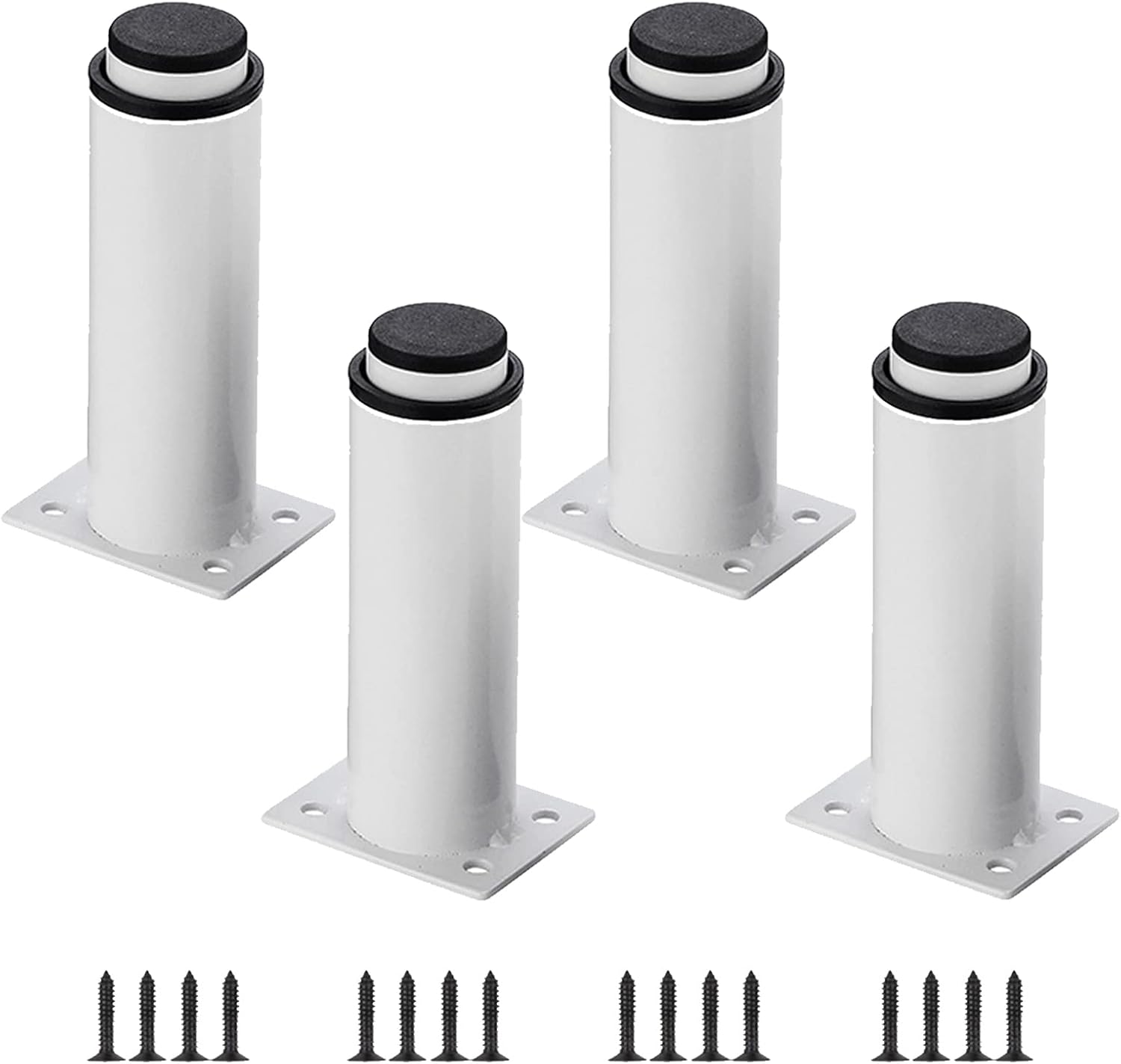 Adjustable Furniture Legs, 4pcs, Black/White Kitchen Bathroom Cabinet Legs, Table Legs, Furniture Feet, DIY Replacement Sofa Desk Legs, with Screws and Floor Protection Feet,Black-25cm(9.8in)