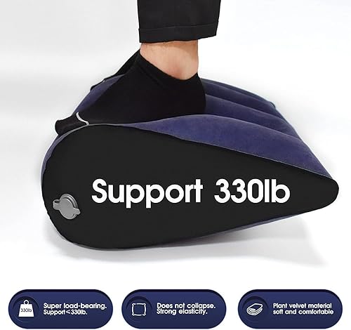 Miniatura 5 de Almohada inflable con soporte de cuña, diseño ergonómico triangular, portátil y plegable, color azul marino