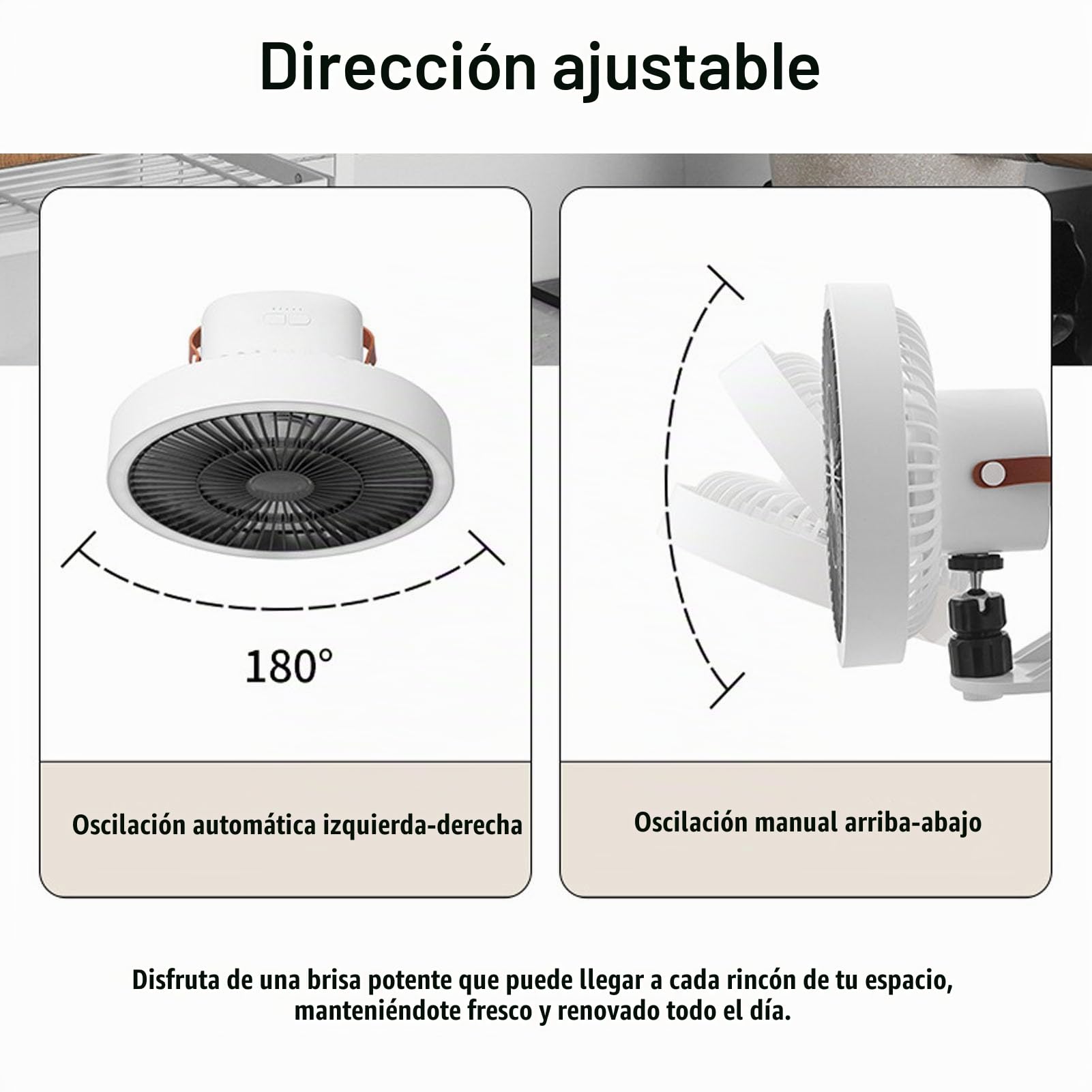 Mumusuki Ventilador Oscilante en Pared Portátil con Control Remoto, Luz Nocturna, Adhesivos, 3 Niveles de Brillo, 3 Velocidades, para Hogar, Camping, Coche y Furgoneta Regalos