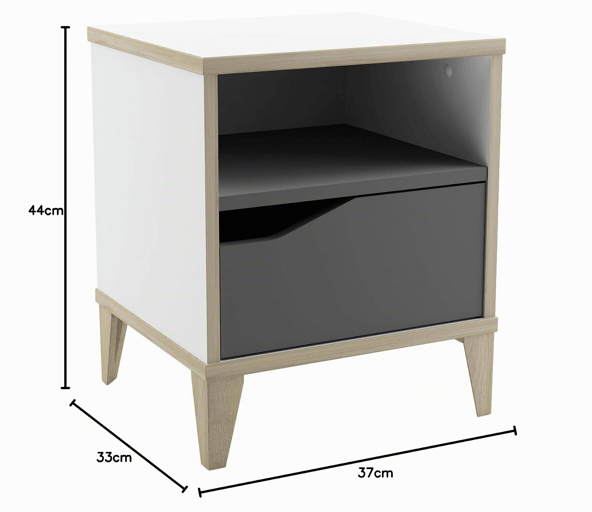 Table de Chevet & Nuit Enfant Blanc – Garçon & Fille – Produit Robuste Pour la Chambre des plus Petits – Fabriqué en France 37 x 33 x 43 CM