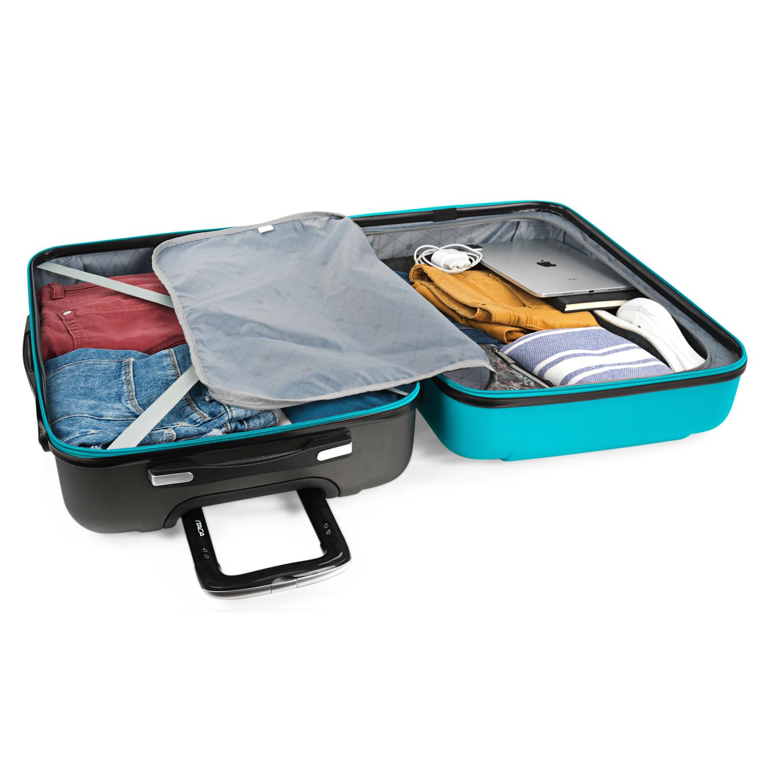ITACA - Maleta Mediana con 4 Ruedas Giratorias para Viajes Largos Tipo Trolley Ideal como Maletas de Viaje Grandes 23 Kilos y Maleta Viaje Mediana Resistentes, Turquesa-Antracita