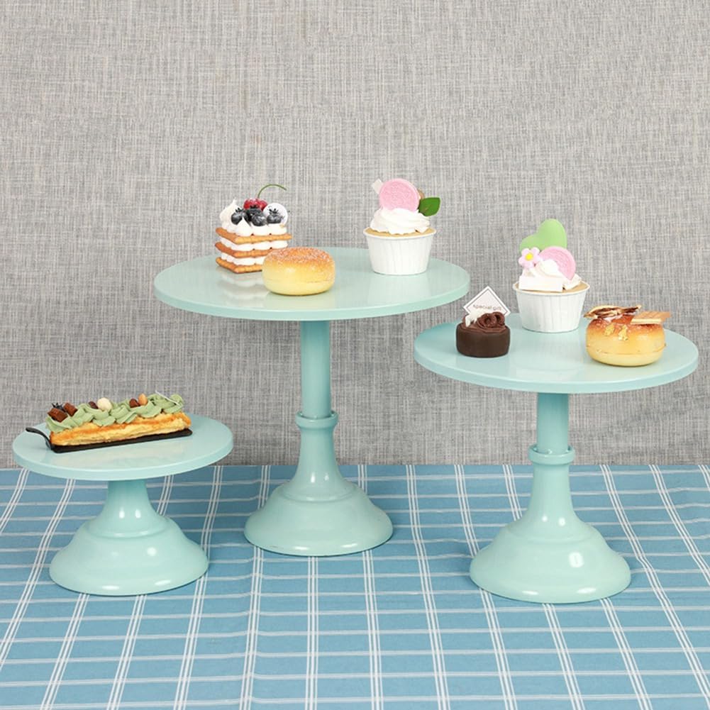 3 soportes para tartas, soporte para tartas, soportes altos para tartas para mesa de postre, exhibición perfecta para bodas, fiestas de graduación, verde, duradero, fácil de usar