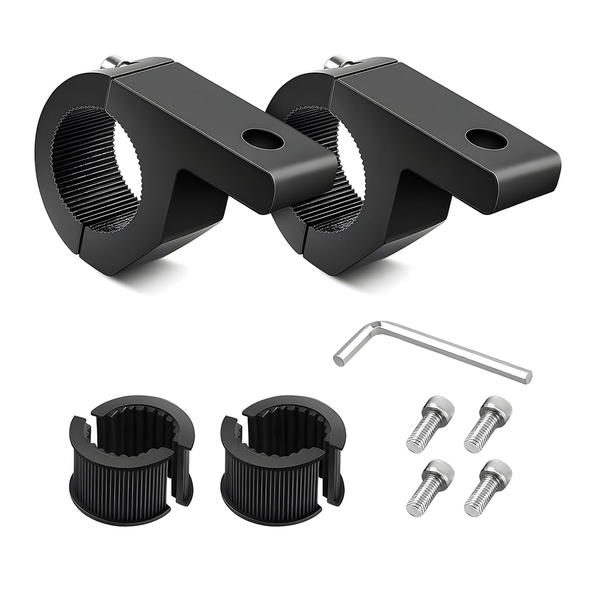 JNNJ 2 Pieces Motorcycle Mounting Bracket, Bull Bar Bracket Clamp, Universal Light Bar Bracket 22-32mm, Headlight Clamp Tube Clamp for Bull Bar, Off-Road, Car, Truck, Boat, Front Guard, Motorbike