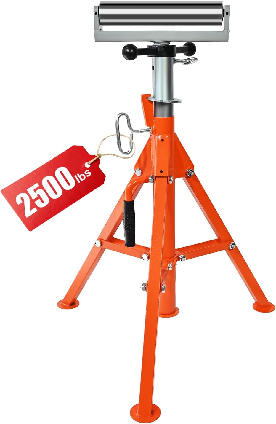 Heavy Duty Roller Stand, 2500LB Capacity Adjustable Stand 28-52", Foldable Tool Stand for Pipe, Wood & Metalworking
