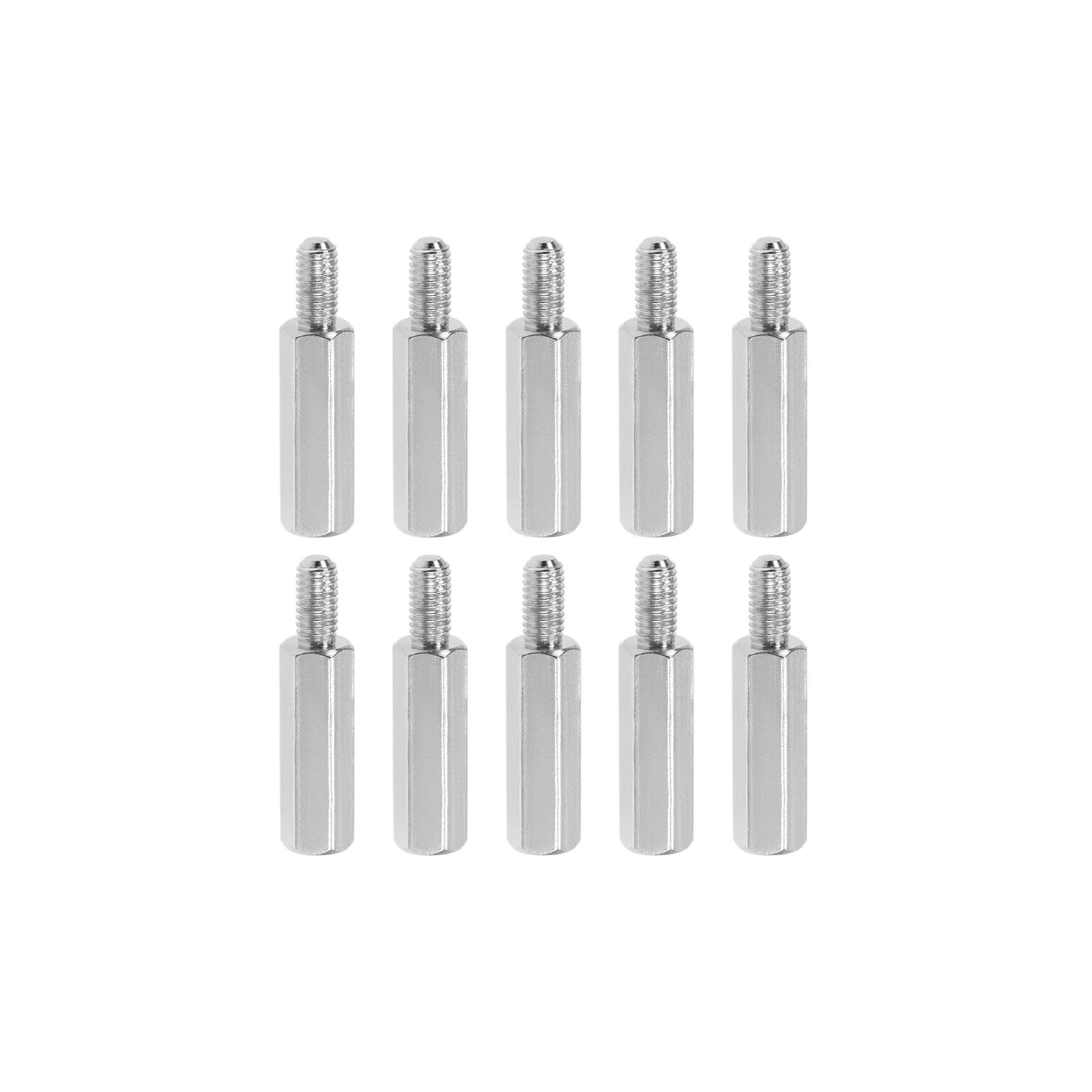 YOKIVE 10 Pcs M3 Standoff Screws, Nickel Plated Hex PCB Standoffs, Keep Height Consistent, Great for Motherboard (Silver Tone
