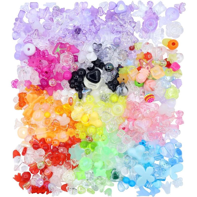 Acrylperlen-Mix 500 G – Mit Blumen, Sternen, Schmetterlingen & Mehr, Für Schmuck, Schlüsselanhänger & DIY-Projekte