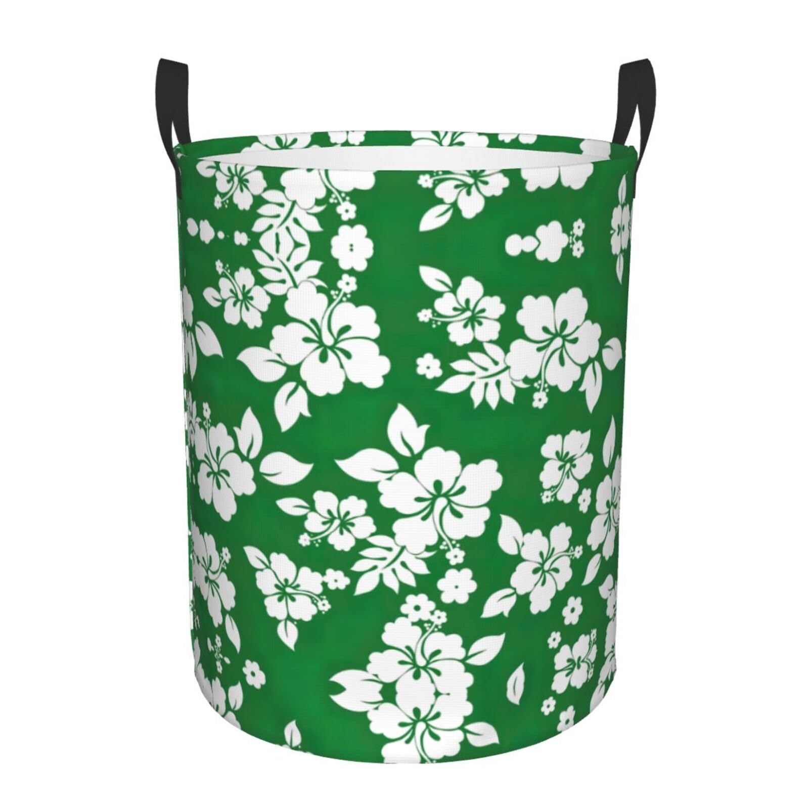 M Collapsible Round Hawaii Flower Print Laundry Hamper