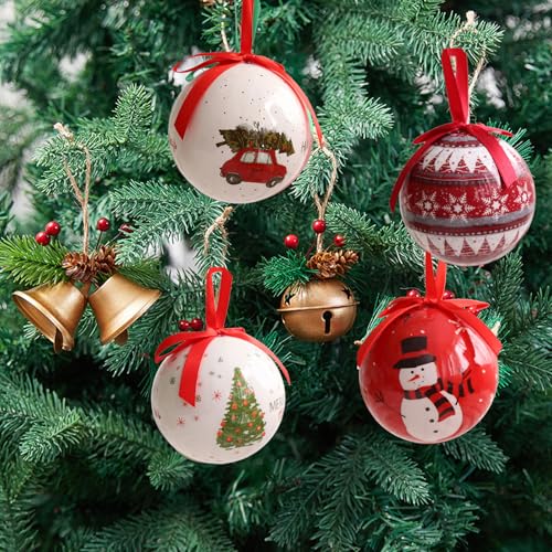 6er Set Christbaumkugel Nostalgie Christmas Tree Decoration Ball Weihnachtsdekorative Plastikkugeln Weihnachts hängende dekorative Kugel 8cm Weihnachtskugel Weihnachtsbaumkugeln Hängende Kugel