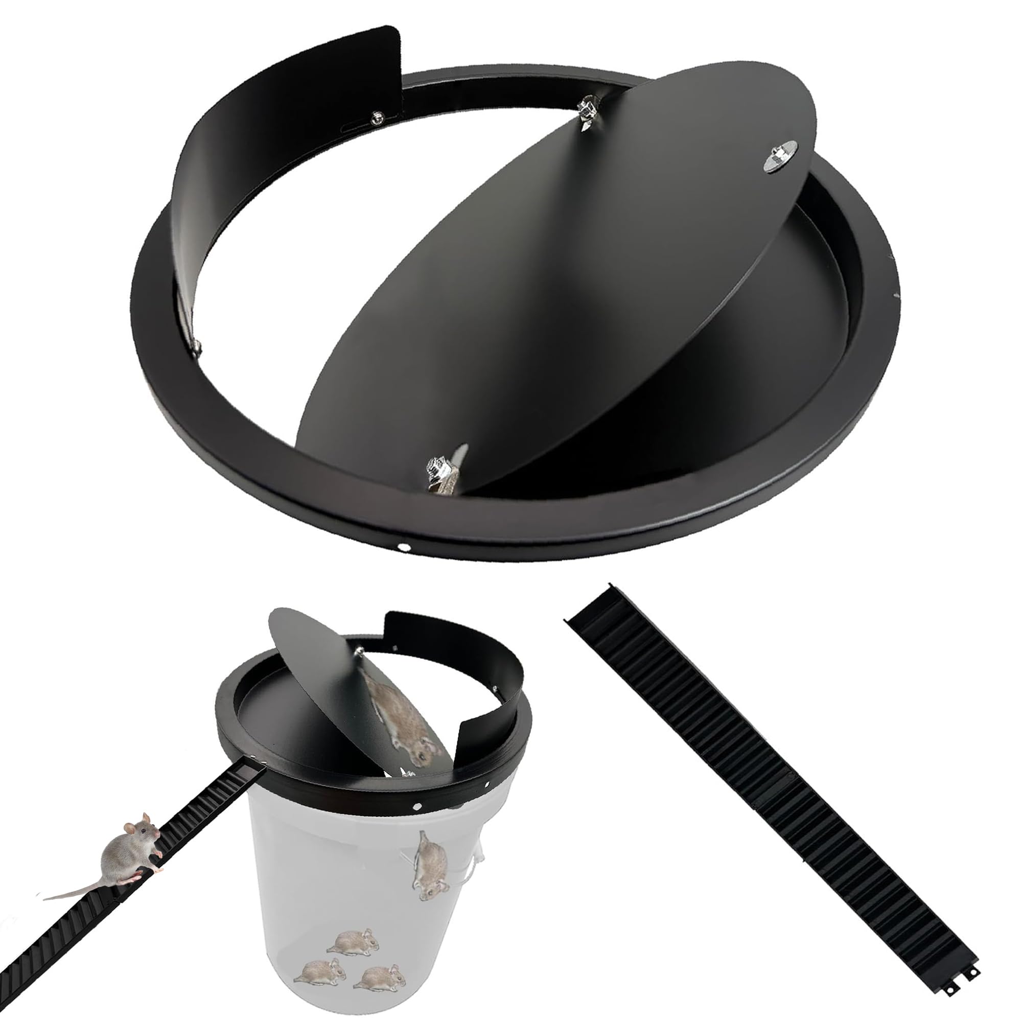 Photo 1 of Bucket Lid Mouse Trap for 5 Gallon Bucket, Heavy-Duty Steel Auto Reset Rat Trap, Reusable Indoor Outdoor Rodent Catcher, 1 Pack