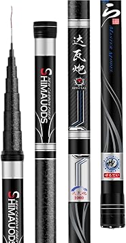 TUJISEK Telescopic Carbon Fiber Fishing Rod 8-18m Super Hard Ultralight Fishing Pole Travel rods Long Distance Big Fish Fishing Gear for Rivers Lakes Streams Ponds18m