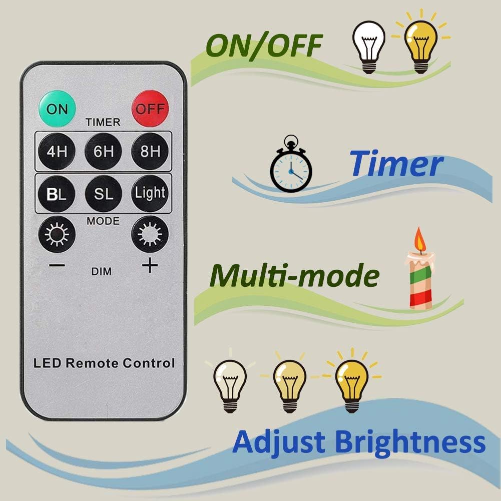Strg Christmas Flameless Candles with Remote Timer, Christmas Window Taper Candles with Suction Cup and Magnetic Base Battery Operated Candle Sticks for Christmas Halloween Decorations (9 Pack)