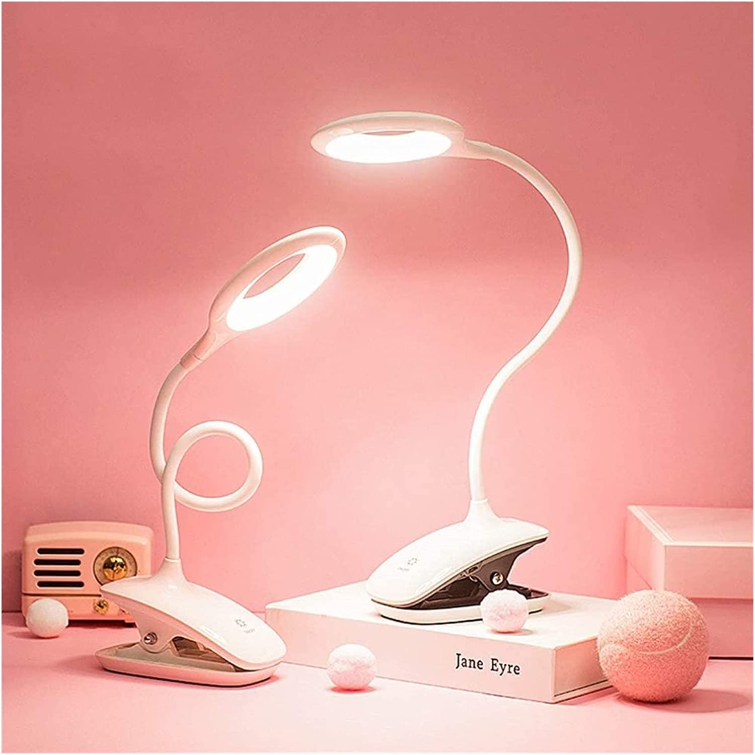GeRRiT Lampes de lecture Clip Light - Lampe de bureau USB, lampe à pince flexible à col de cygne à 360 °, veilleuse de lit