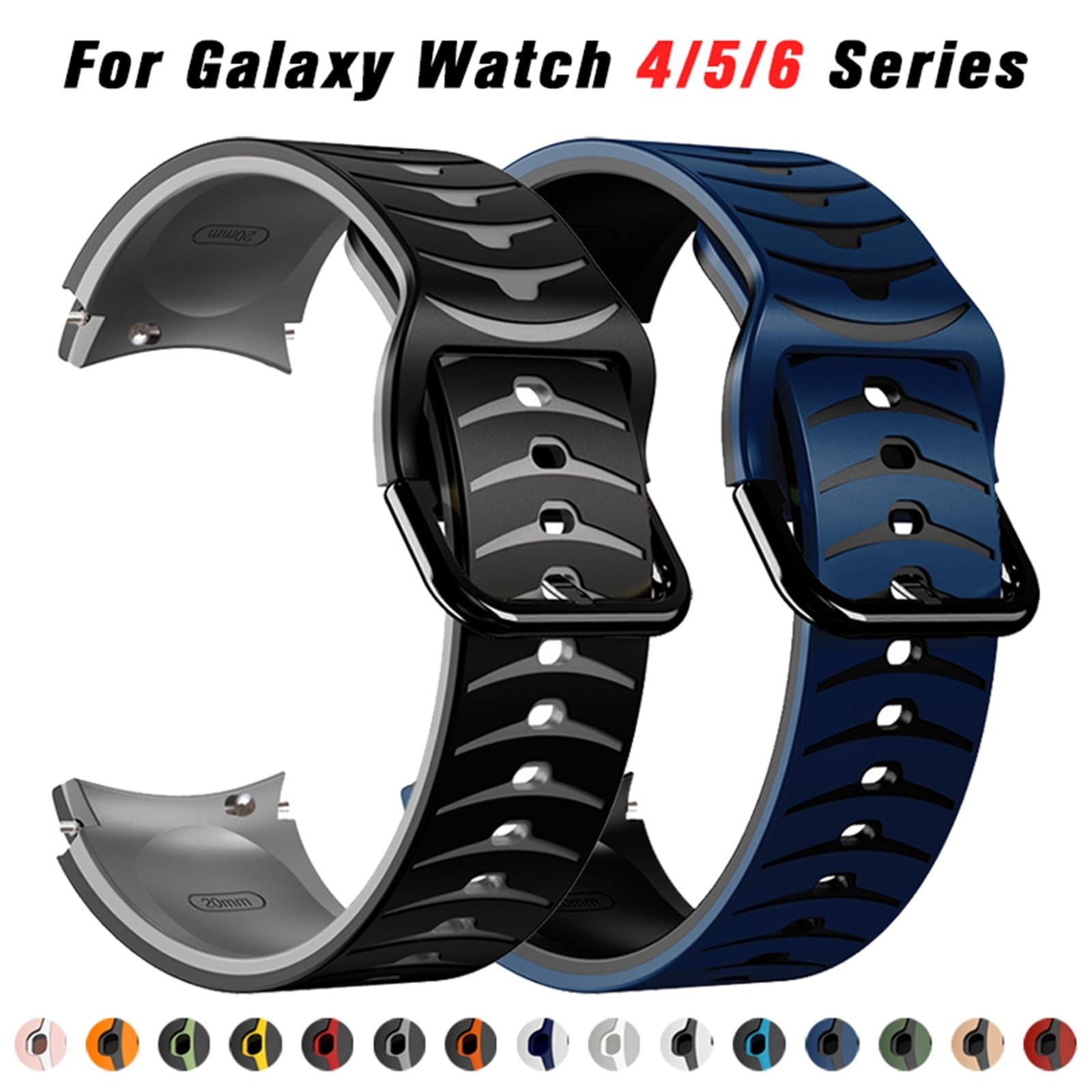 Bracelet en silicone pour Samsung Watch 6 5 4 44 mm 40 mm/4 Classic 46 mm 42 mm 5pro 45 mm Bracelet pour Galaxy Watch 6Classic 43 47 mm, Watch 6 40mm, Agate