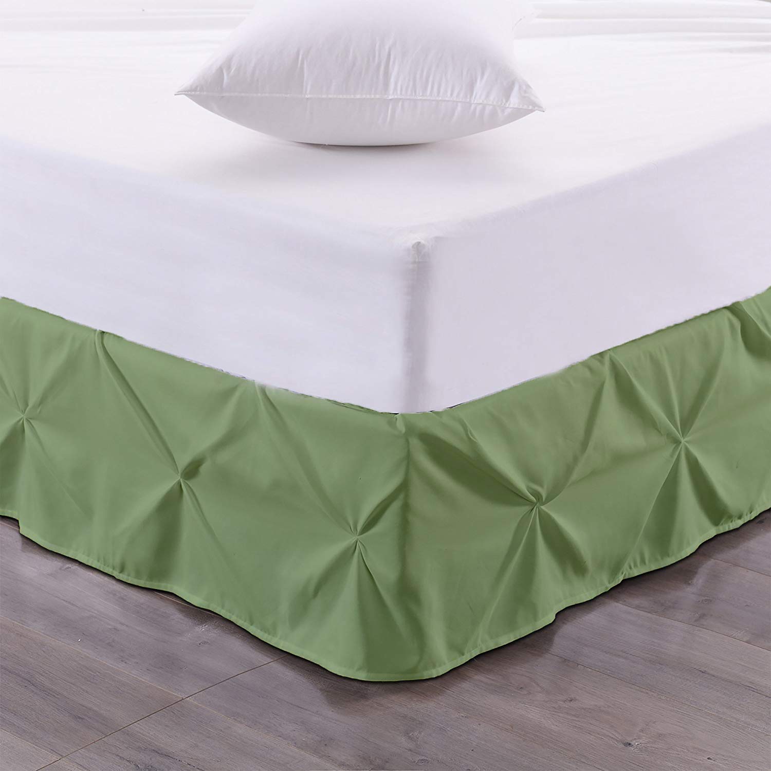 Italian Finish Long Staple 100% Egyptian Cotton 650 Thread Count Pinch Pleated Bed Skirt Pintuck Bed Skirt 30" Inch Drop Length Size King Sage,Multicolor-picture-19