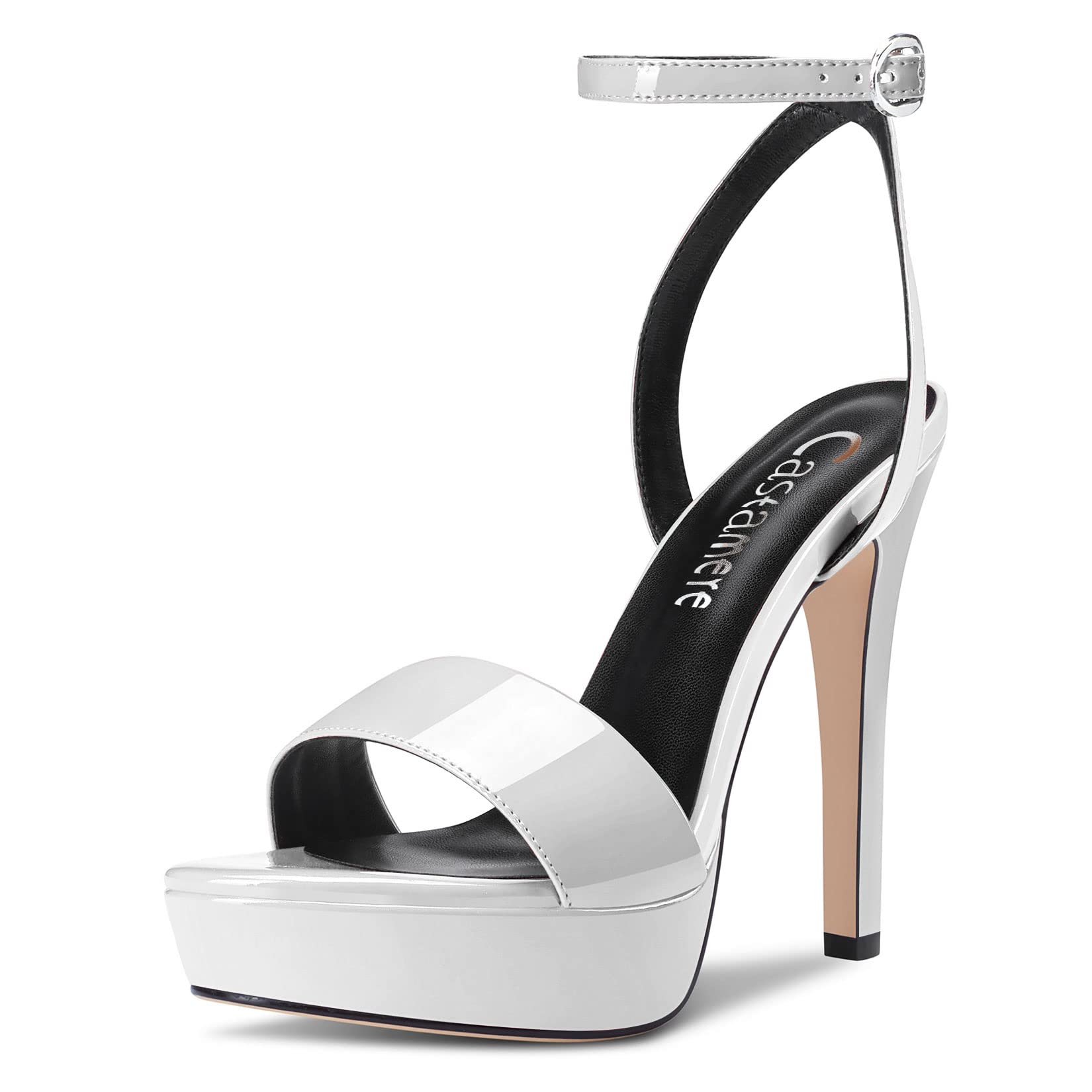Castamere Donna Spillo Alto High Tacco Heel Aperte sulla Punta Cinturino alla Caviglia Slingback Sandali Piattaforma Clear Sexy da Matrimonio 13 CM Heels