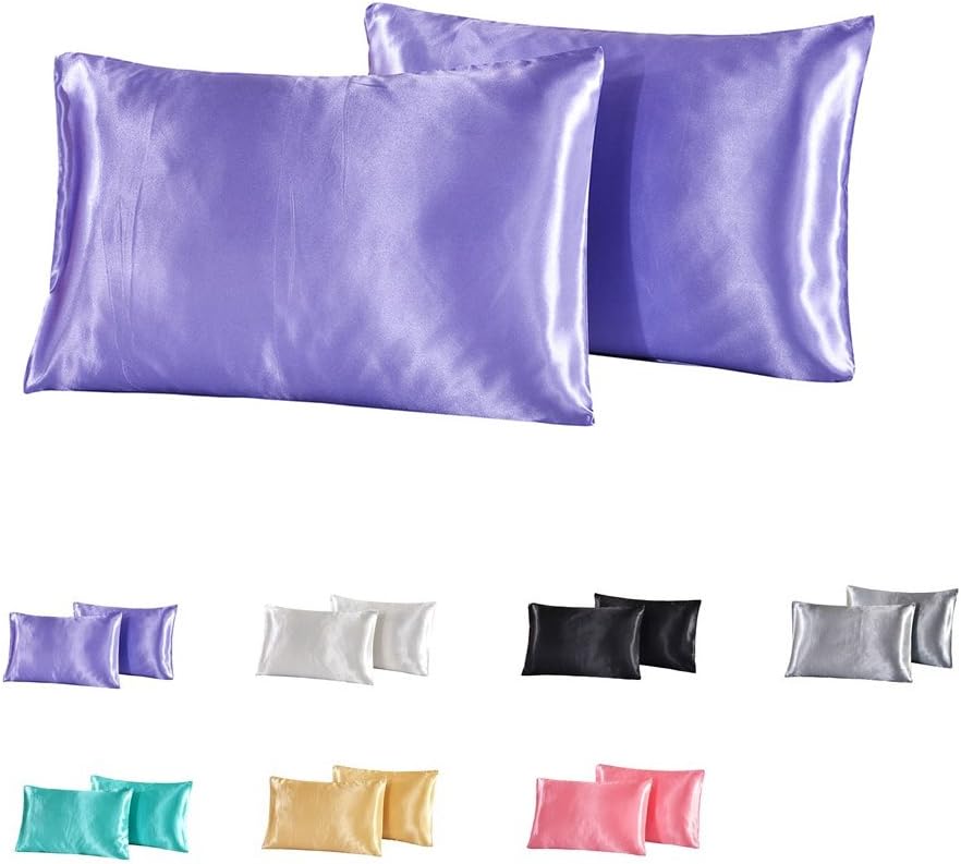 100% Luxury Shiny Silkly Satin Cotton Pillowcase Pillow Covers for Hair and Facial Skin, Silky Soft, Standard Queen & King Size