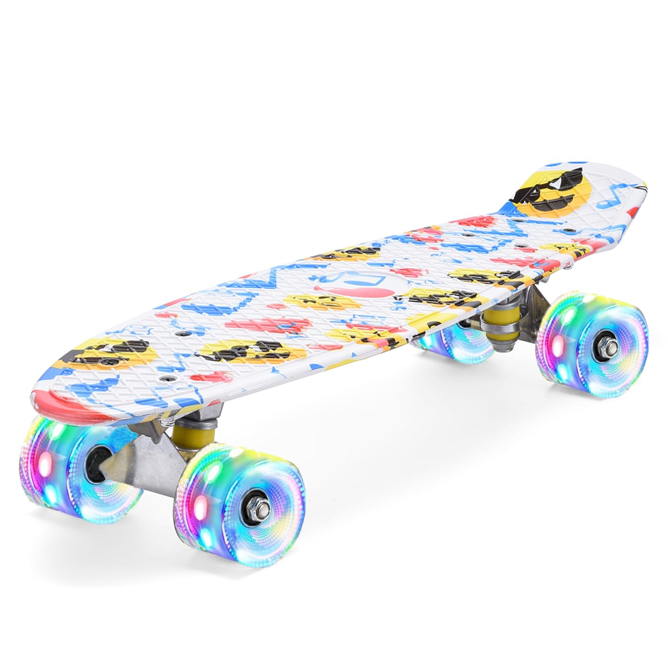 ERNAN 22 inch Skateboards for Kids,Cruiser Skateboard,Skateboards for Kids Teens Adults & Beginners, PU LED Flashing Wheels with All-in-One Skate T-Tool (Phonetic symbol) — image 1