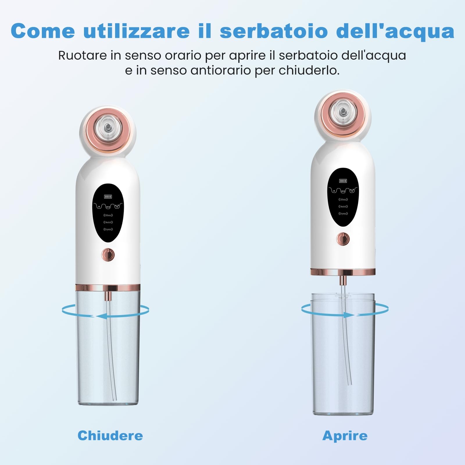 Aspiratore Punti Neri Professionale, Lrbsule Aspiratore Punti Neri Rimozione dei Grassi 6 Testine per Estrattore 3 Modalità di Aspirazione, Ricarica USB Blackhead Removal
