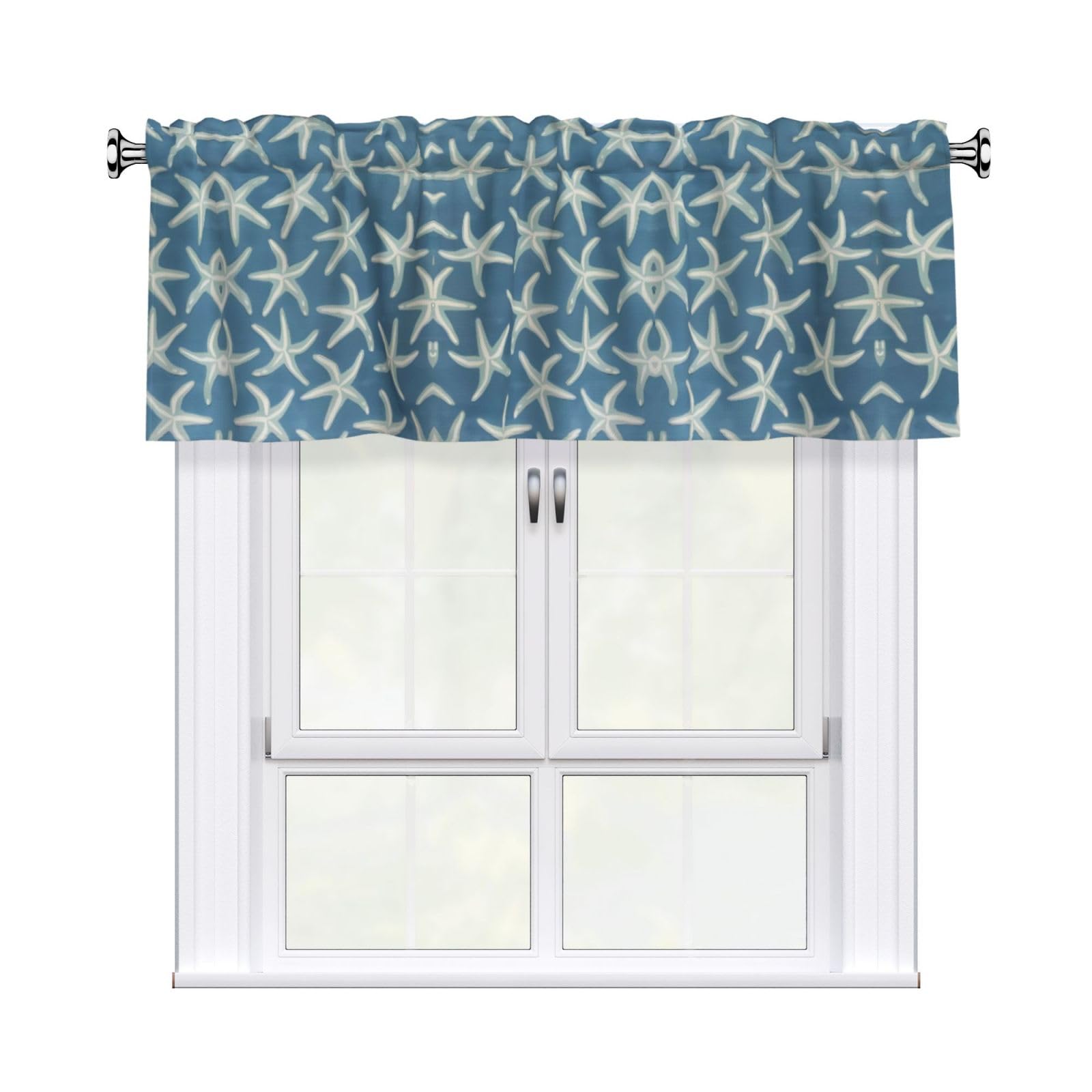 WHJDPP Starfish Coastal Wool Prints Curtain Valance 54x18 Inch - Peach Skin Window Cover with Printed Design, Filtering Light for Kitchen Decor