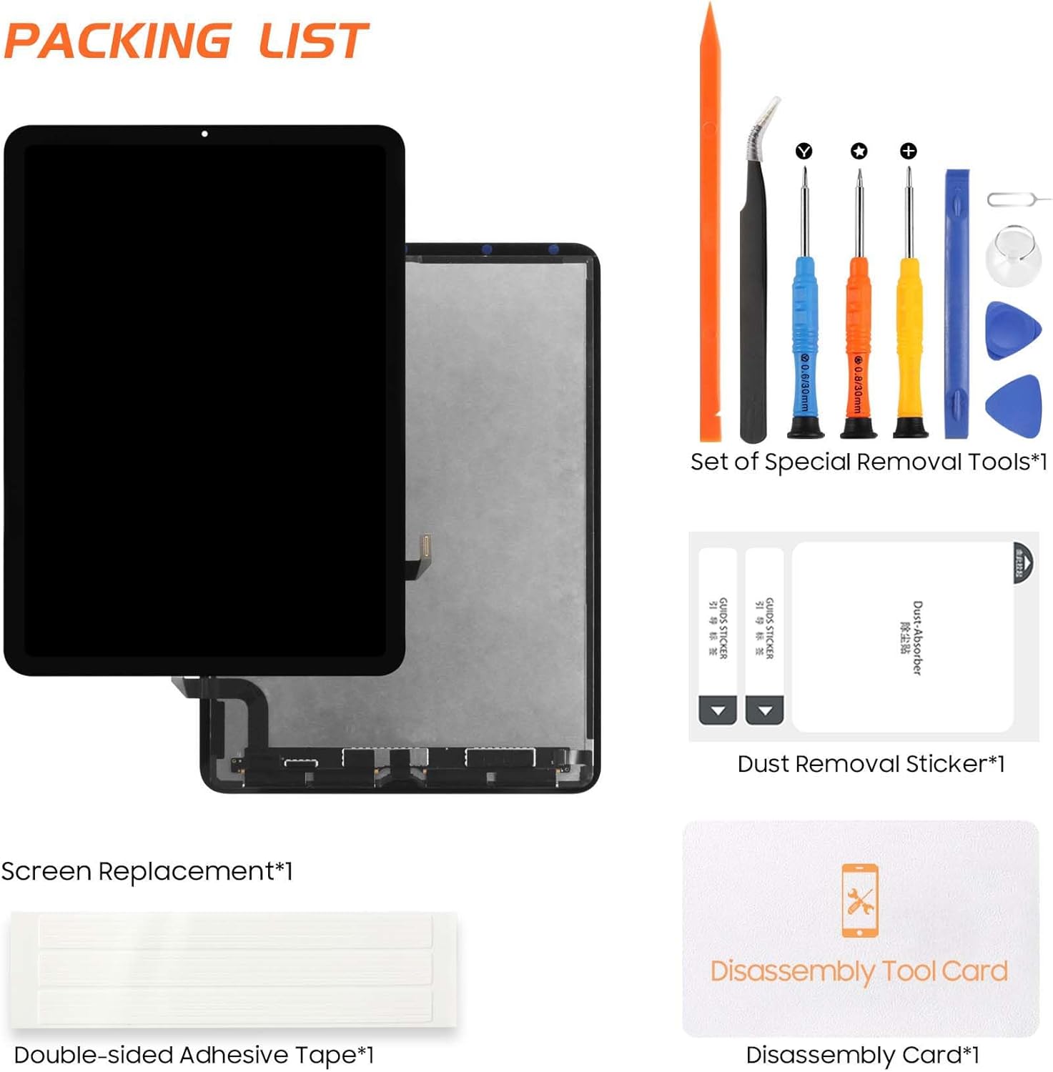 LCD Display for iPad Air 4 2020 LCD Screen Replacement for iPad Air 4th LCD A2324 A2072 A2325 A2316 LCD Digiitzer Touch Screen Assembly Repair Parts with Screen Protector and Tools