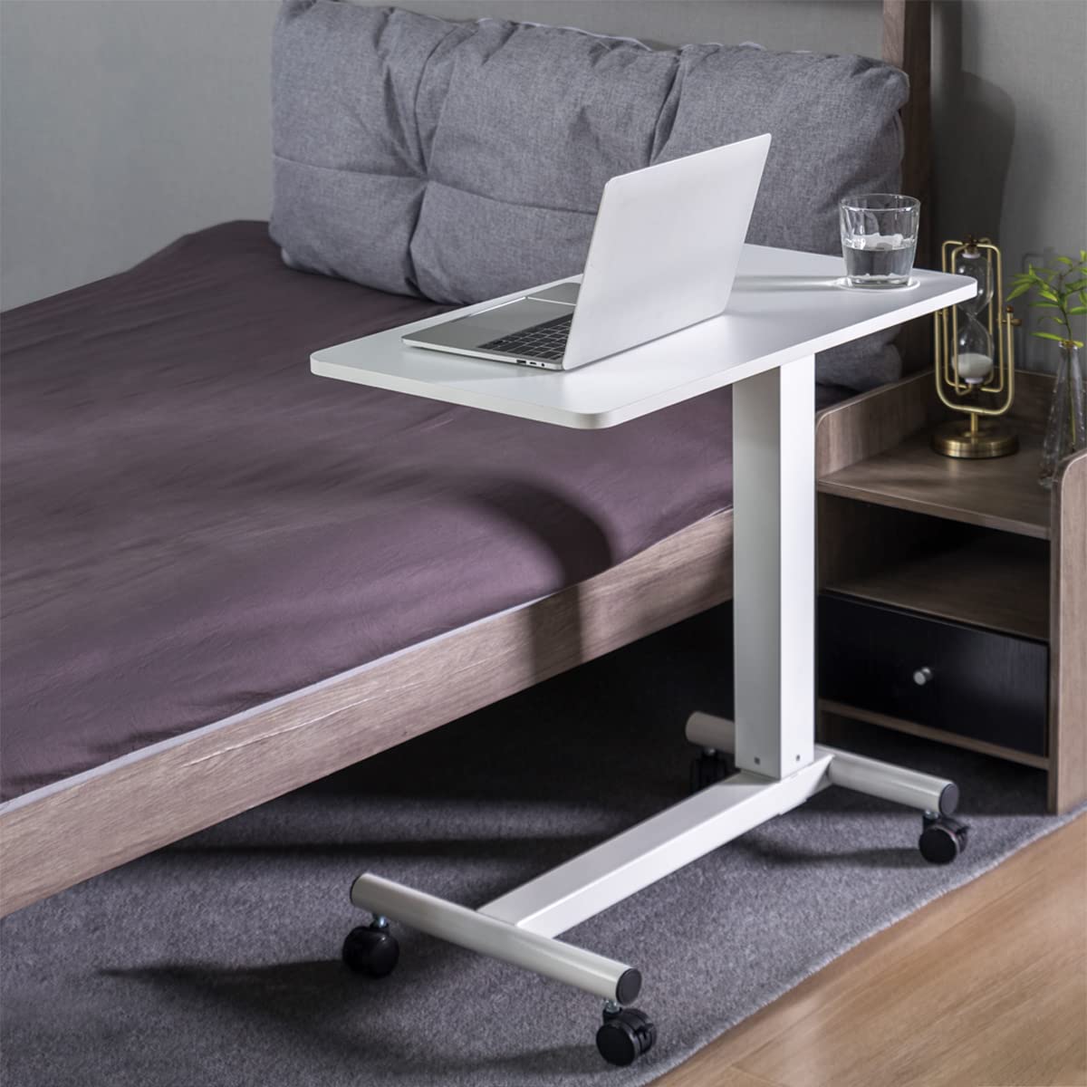 LogiLink EO0041 - Überbett-Tischwagen mit Gasdruckfeder, rollbar (feststellbare Rollen) und höhenverstellbar