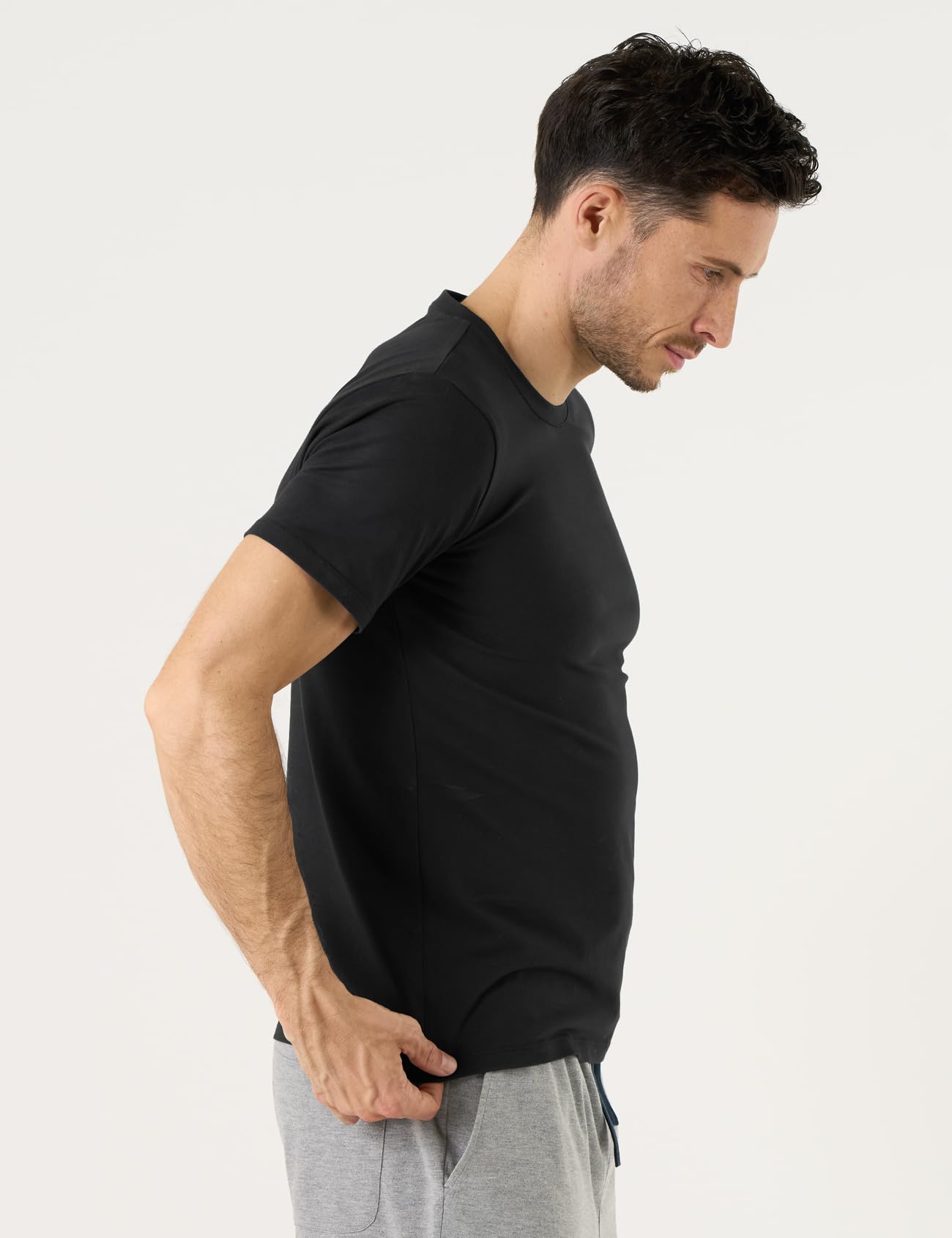 LAPASA Pacco da 3 Maglietta Uomo Cotone Elastico Premium Girocollo/Collo a V T-Shirt Maniche Corte Canottiera Morbida M05 M06