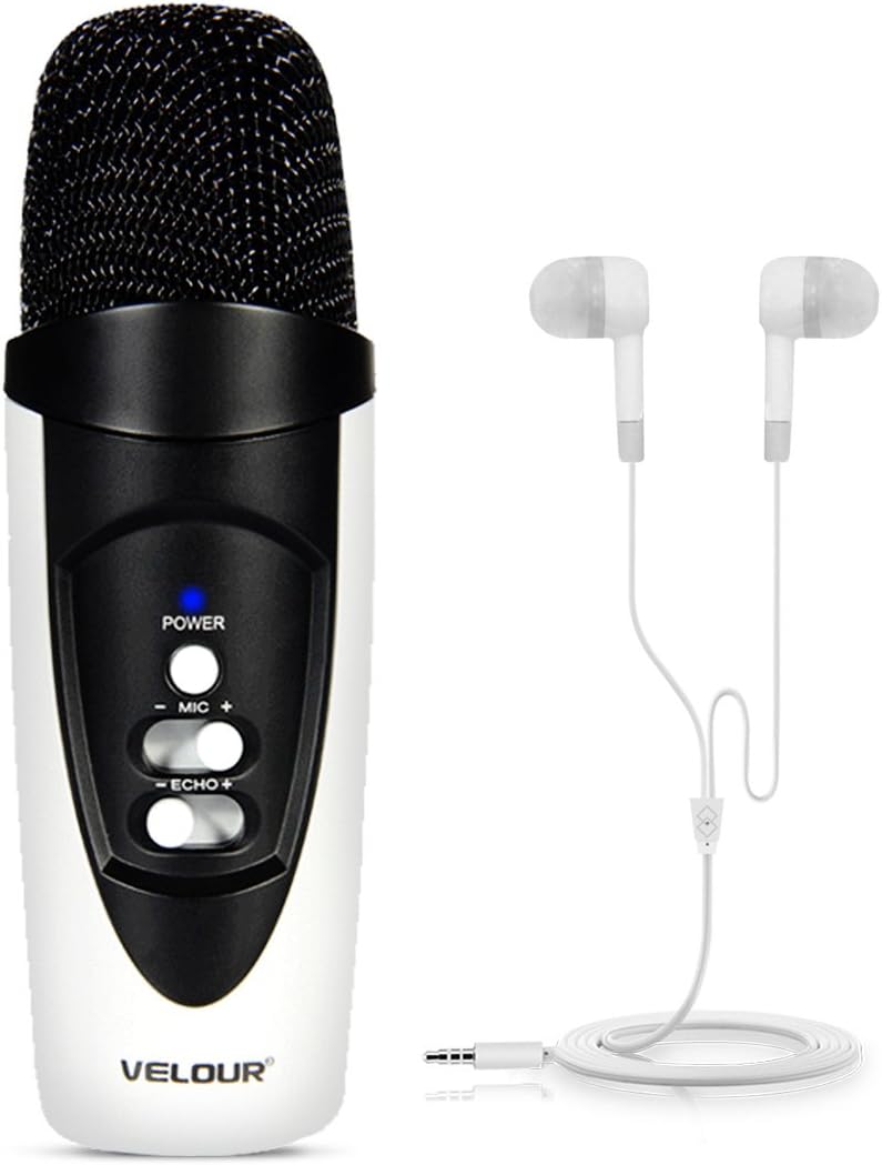 Capacitor Karaoke Recording Microphone Smartphone Singing Handheld Microphone with 3.5mm Jack for IOS Android Phone (white)