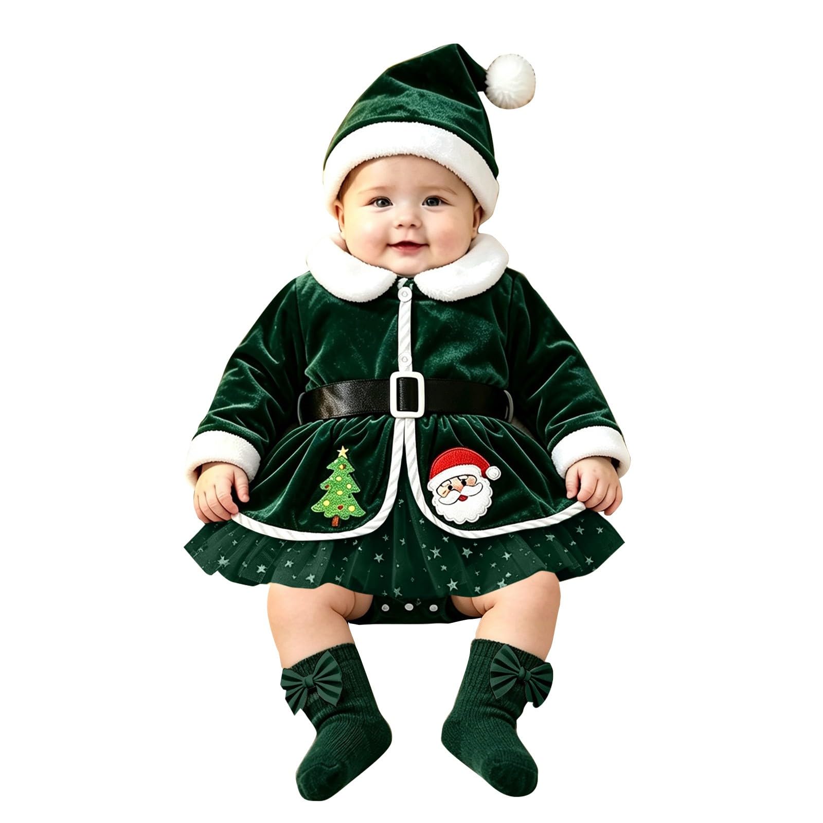 Unisex Baby Christmas Costume Flannel Hooded Outfit Santa Claus Newborn
