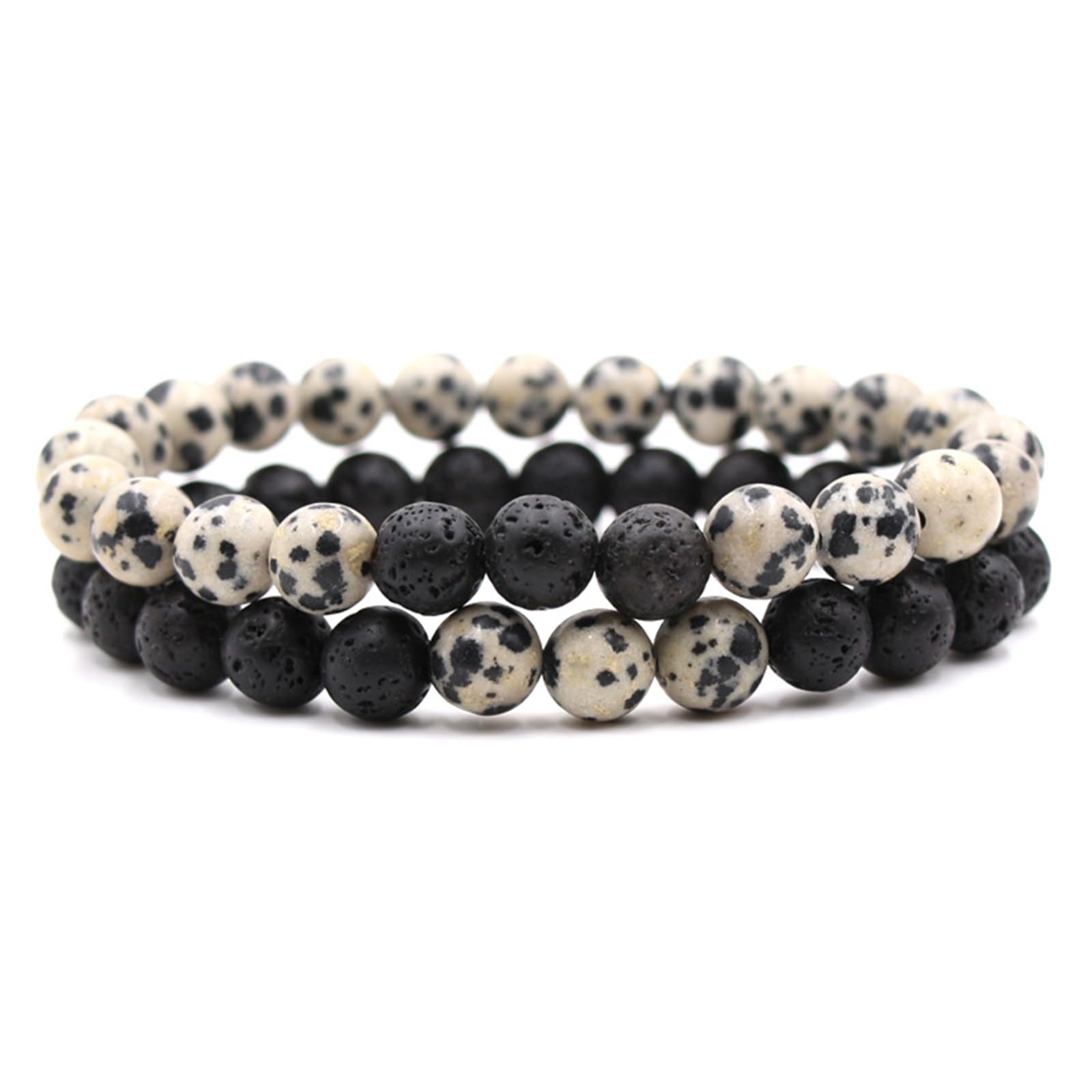 FORUBUS 2Pcs Lava Rock Beaded Stretch Bracelets, Tiger Eye Turquoise Natural Stone Beads Bracelet Used As Essential Oil Diffuser for Women Men Yoga Meditation Aromatherapy Jewelry