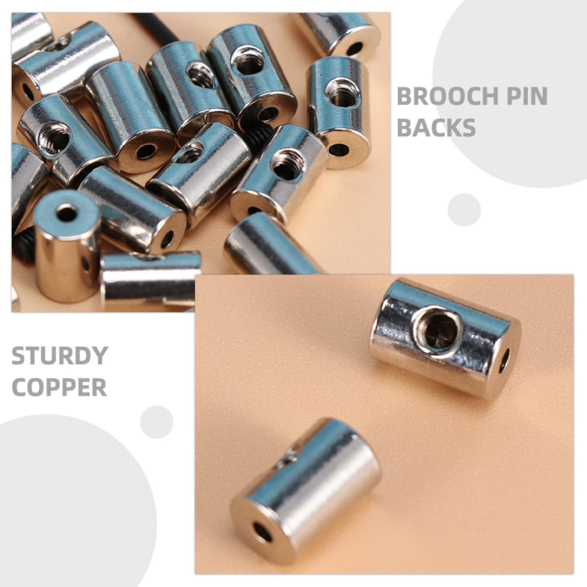 Amosfun Xmas Copper Locking Pin Back Set with Wrench, 9x6mm Jewelry