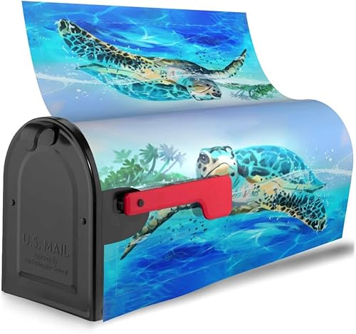 Miniatura 3 de Cubierta magnética impermeable para buzón de tortuga marina, cubierta magnética para buzón de acuarela de verano, para decoración del hogar, jardín,