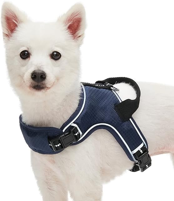 Amazon Brand - Umi Reflective No-pull Dog Harness Vest, Navy Blue, Medium, Adjustable Harnesses for Dogs