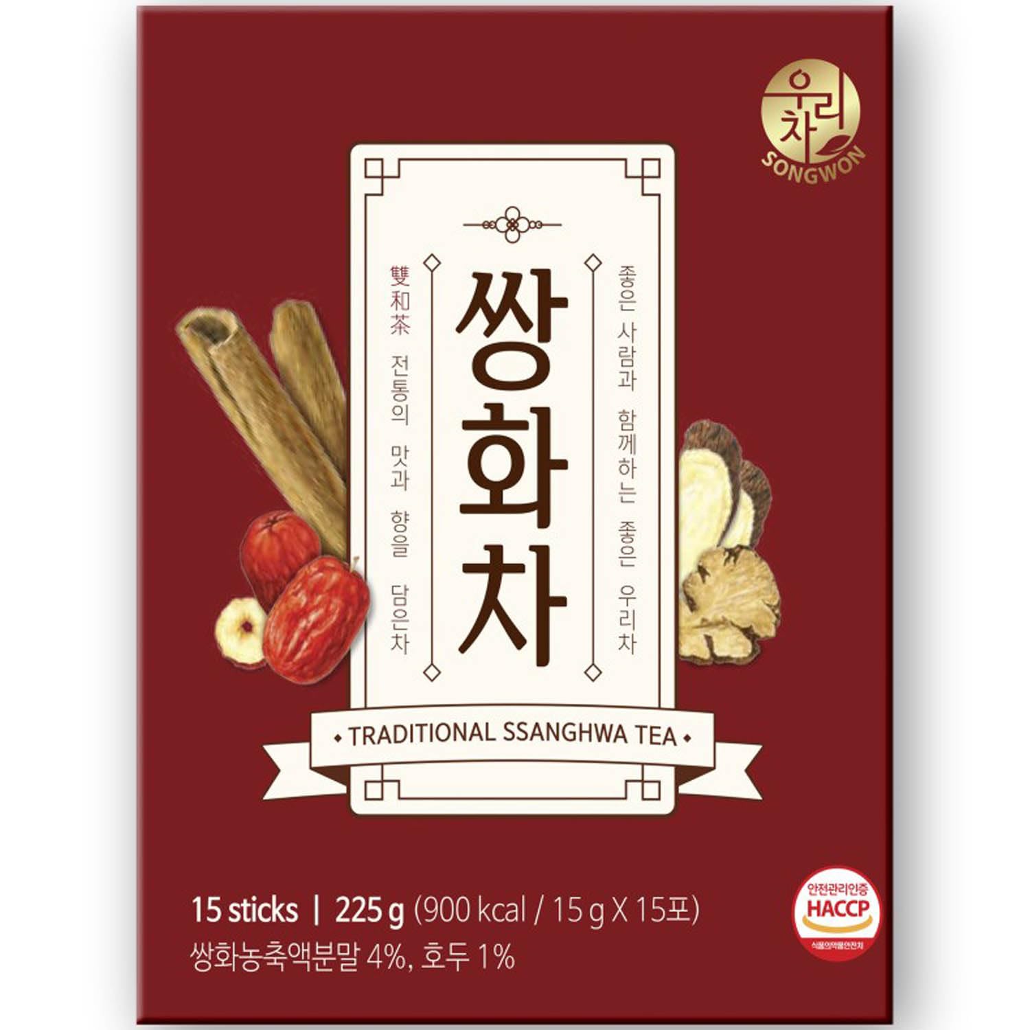 Songwon Korean Traditional Ssanghwa Tea 225g 15T Bags, Herb Tonic teabag