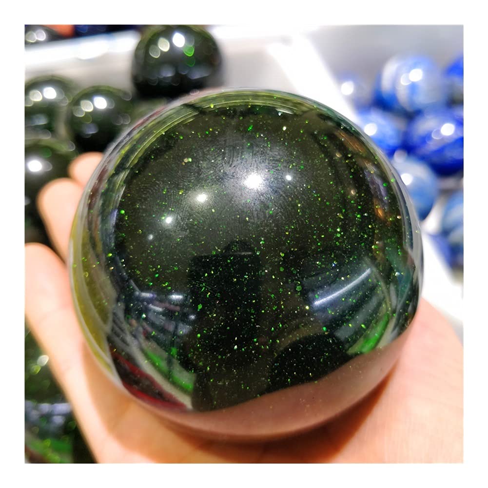 Bellissime sfere di arenaria dorata verde naturale di cristallo Goldstone Sfera di cristallo di quarzo Reiki Lampeggiante Decorazioni di pietre preziose for la stanza decorazioni per la casa ( Size :