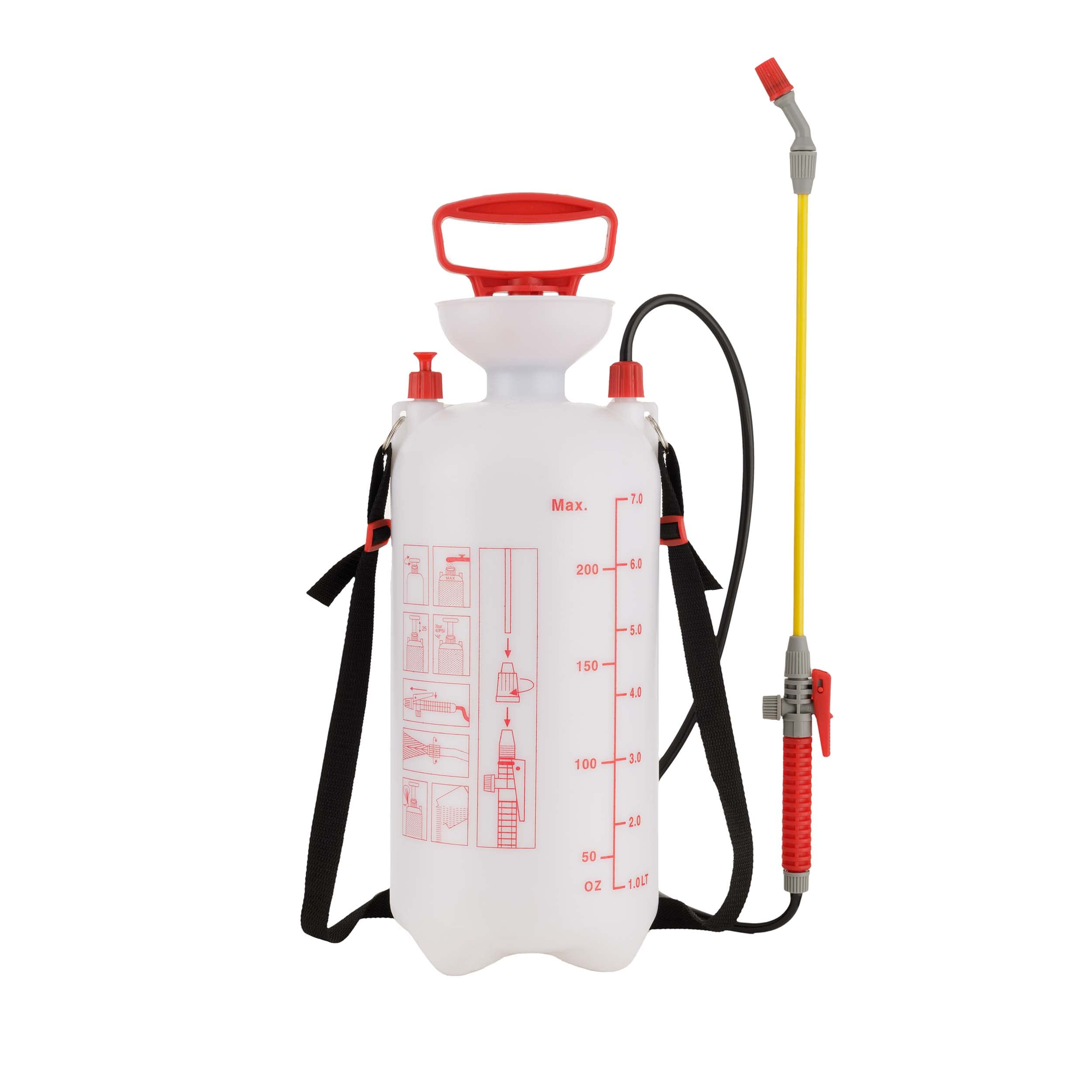 Pompa a spalla manuale, Nebulizzatore a Pressione manuale, Spruzzatore Manuale 7 Litri per Giardinaggio, Concimazione, Diserbo e Disinfestazione (7 L)