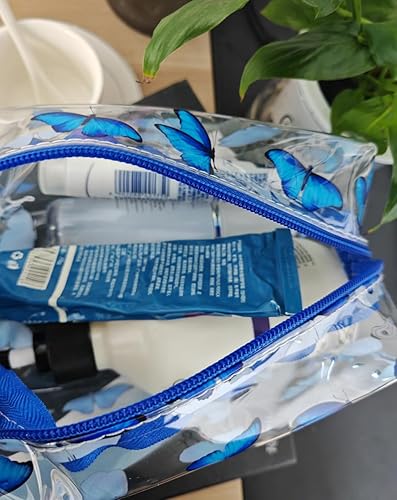 Miniatura 9 de QFSH Bolsa de aseo transparente con estampado de hojas, bolsa de maquillaje transparente, bolsa de cosméticos de viaje, bolsa de cosméticos de PVC,