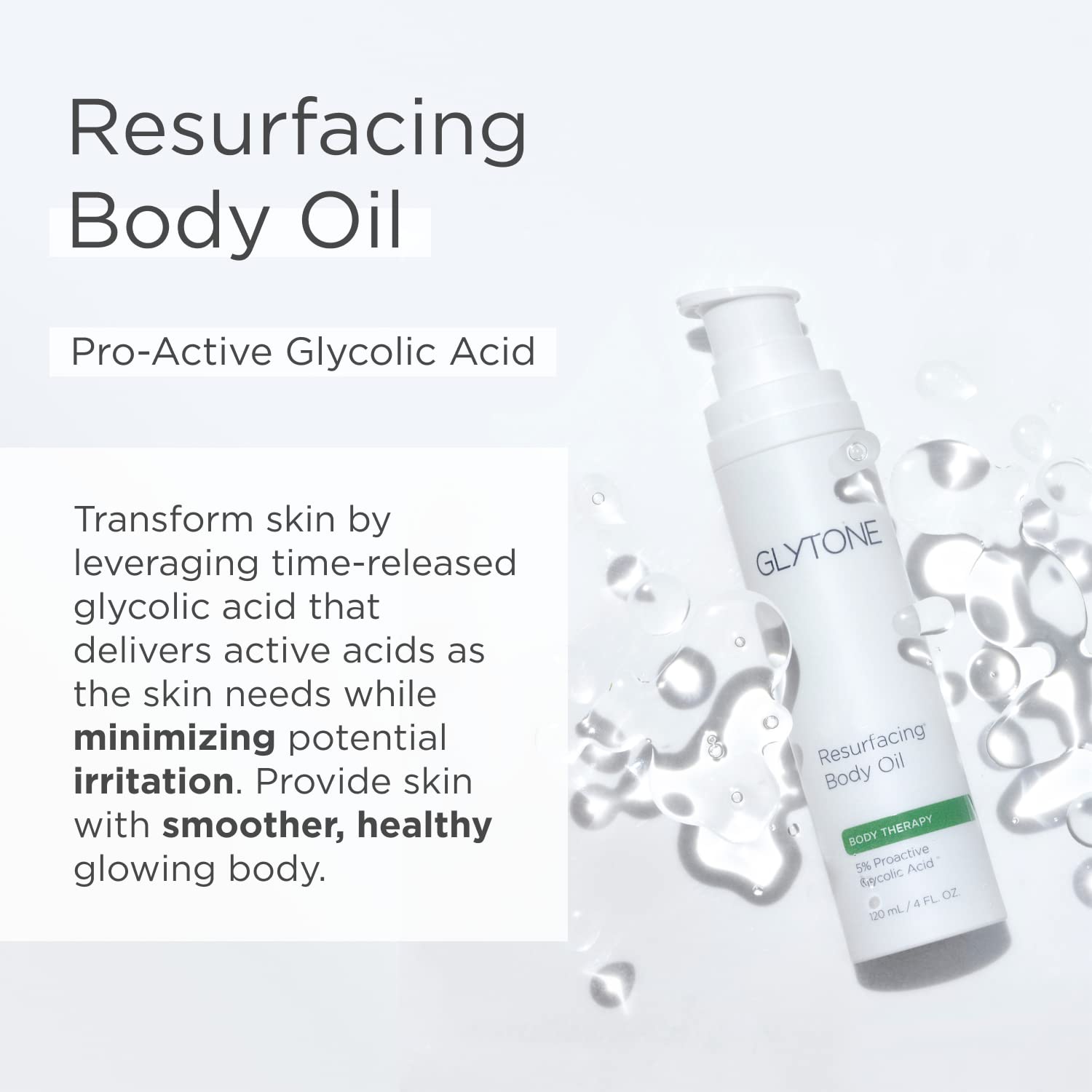 Glytone Resurfacing Body Oil, 5% Glycolic Acid, Unscented, 4 Fl Oz