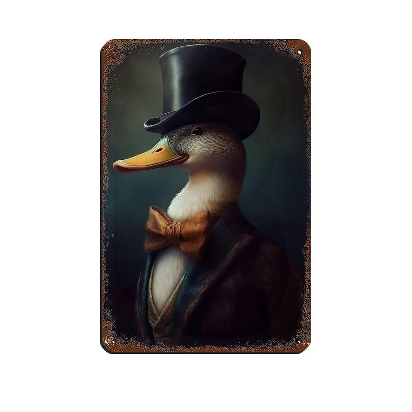 Lxwnze 20L X 30W Cm Vintage Gentleman Duck Painting Poster Tin Sign Vintage Metal Pub Club Cafe Bar Home Wall Art Decoration Poster Retro 8X12inch(20X30cm)