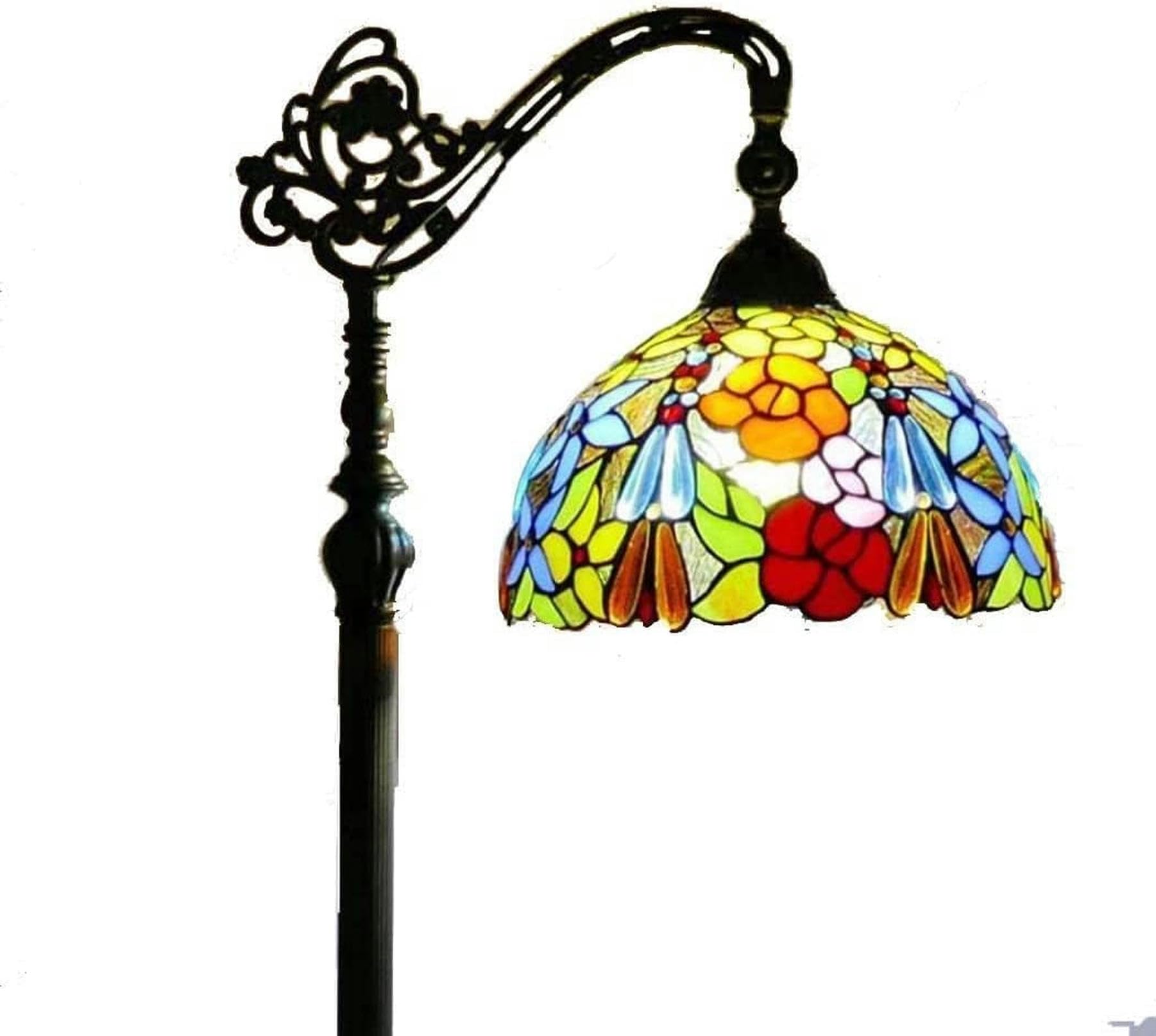 IUokLU Tiffany-Style Stand,12 Inch Bedside Lamp Form Vintage Floor Uplighter in Decorative Stained Glass Creative Live