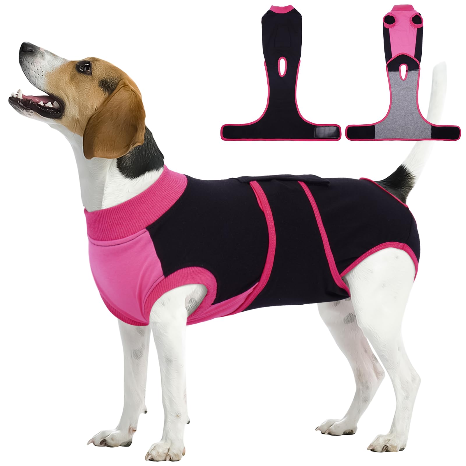 Kuoser Dog Recovery Suit, Female Male Spay Neuter Surgery Suit, Black, M