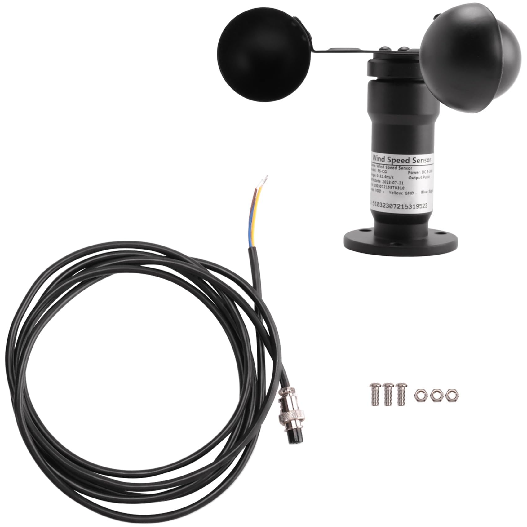 Jkjhbhged Pulse Signal Wind Sensor Digital Anemometer Pulse Signal Output Aluminum Alloy Wind Speed Sensor Anemometer Anemometer