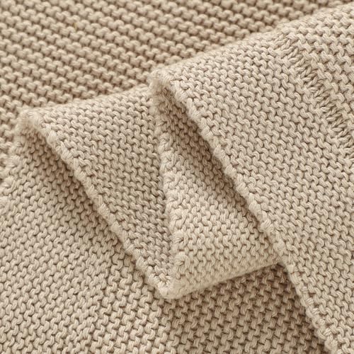 Image of Baby Blanket 30 x 40 Inch Soft Knit for Boys & Girls Cotton Nursery Swaddling Blankets Toddler Knitted Crochet Receiving Crib