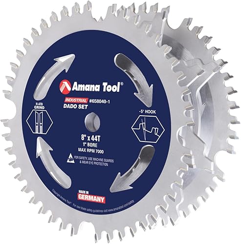Amana Tool - 658040-1 Dado con punta de carburo de 8 pulgadas de diámetro x 46T ATB/Ft -5 grados, diámetro de 1 pulgada, papá
