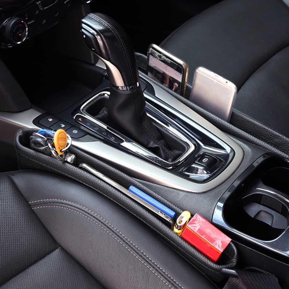 DONGKER Aufbewahrungsbox für Autositze, 2 Stück PU-Leder Car Seat Gap Filler, Vorder-Autositz Lückenfüller für Die Meisten Modelle von Autos, 36x11,5 cm