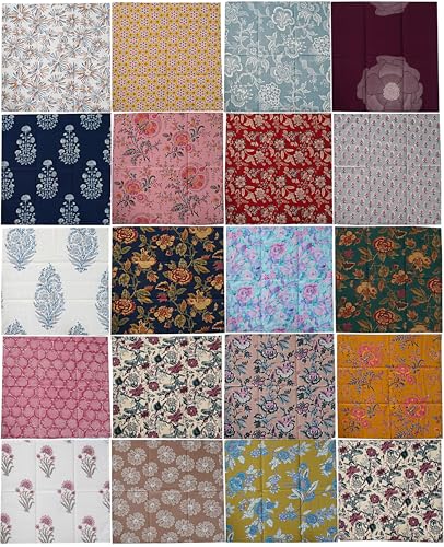 Image of Indian Cotton Cloth Napkins Hand Block Print Hand Made Size Assorted Color and Printed Home Decor Indian Eco Friendly Mix Dinner Napkins (10X10 inch)