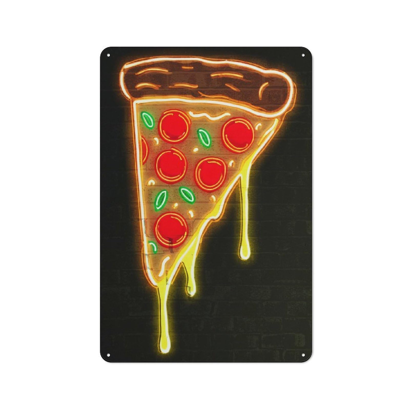 Junmoney Neon Pizza Slice On A Wall Acrylic Artwork Tin Wall Plaque 30X20cm With For Hobby Room Or Studio, New Home Wall Decor For Creative Interior Collectors