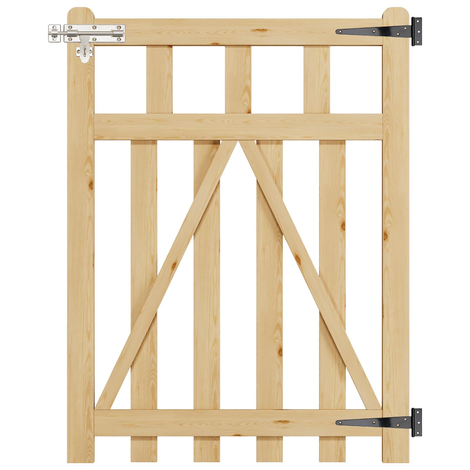 INMOZATA Garden Gate Wooden Pedestrian Gate with Gate Lock and Hinge, 3ft Wide x 4ft High (90cm Wide*120cm High)