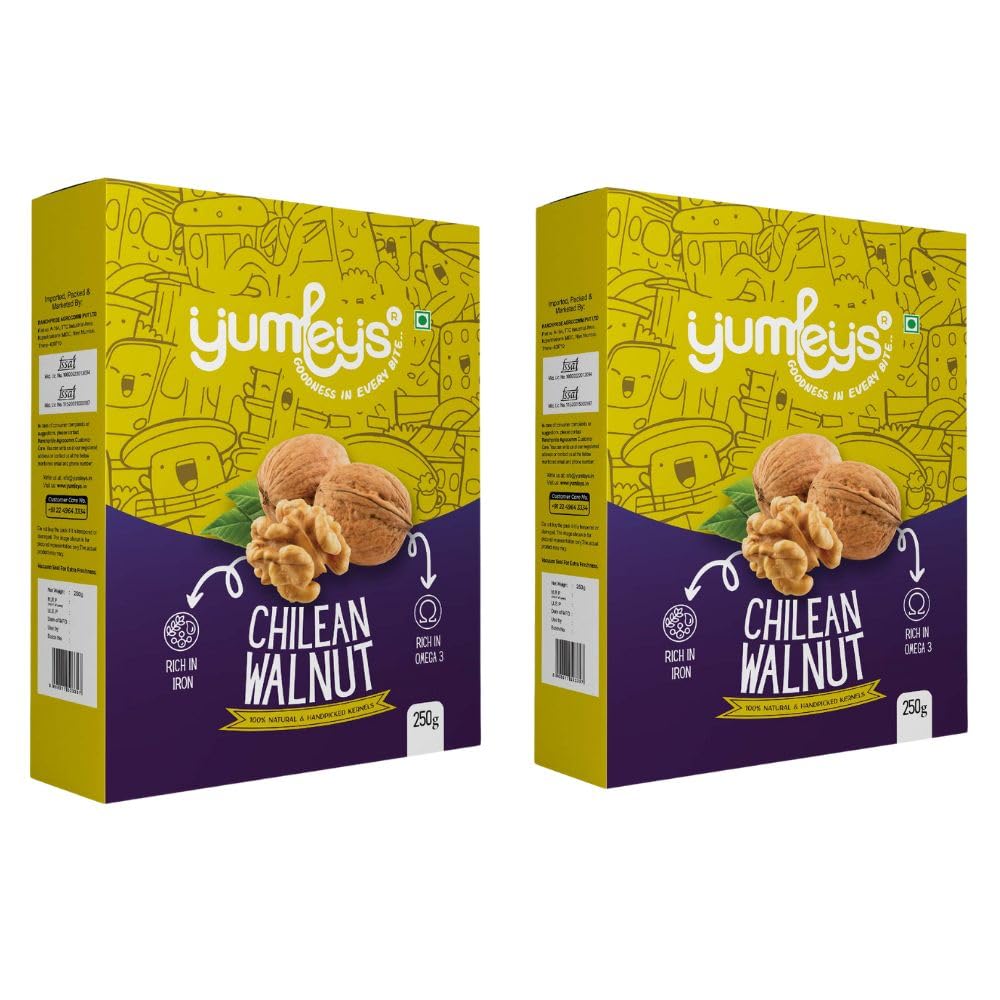 Yumleys Premium Chilean 100% Natural & Handpicked Walnut Kernels | Akhrot (Giri) | Walnuts | Combo Snacks 500g (2 x 250g) | (B0CSKLHC1M) Amazon Price History, Amazon Price Tracker