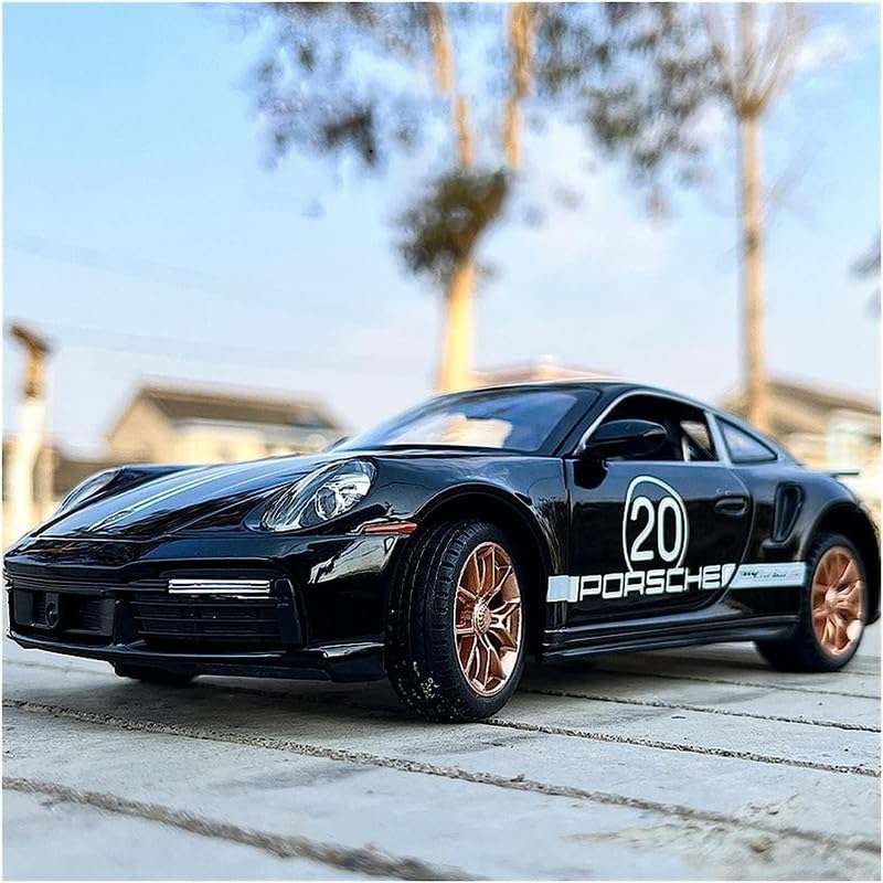 Image of Play Boy 1:32 Porsche 911 Model Diecast Metal Alloy Pullback Toy Vehicle with Openable Doors Light and Music Car for Kids (Multicolor)